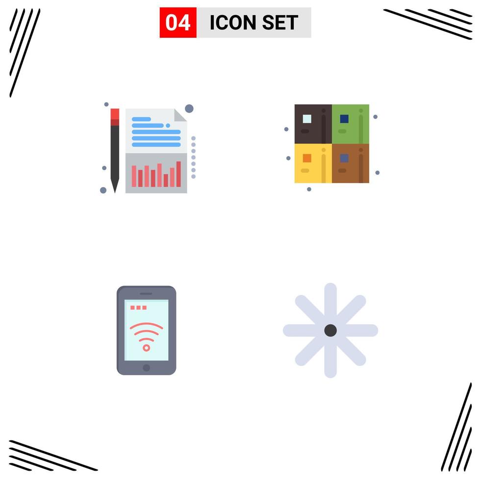 Pictogram Set of 4 Simple Flat Icons of balance sign sheet education wifi Editable Vector Design Elements