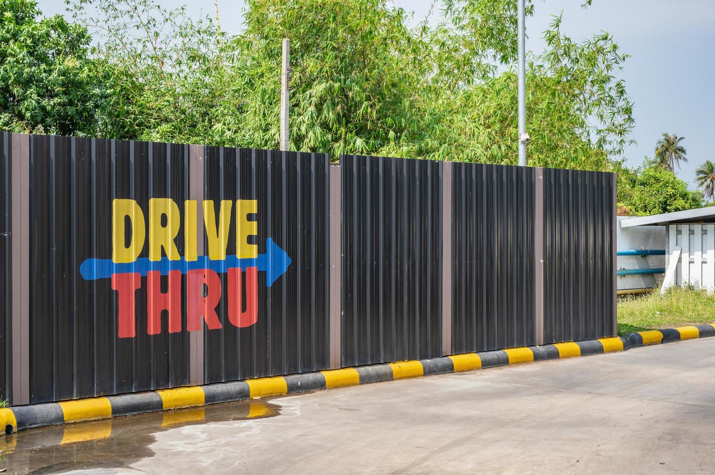 Fast food Drive Thru sign in the gas station photo