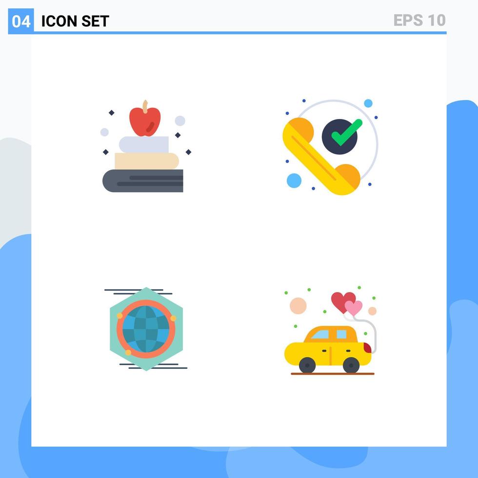 4 Universal Flat Icons Set for Web and Mobile Applications apple polygon call phone idea Editable Vector Design Elements