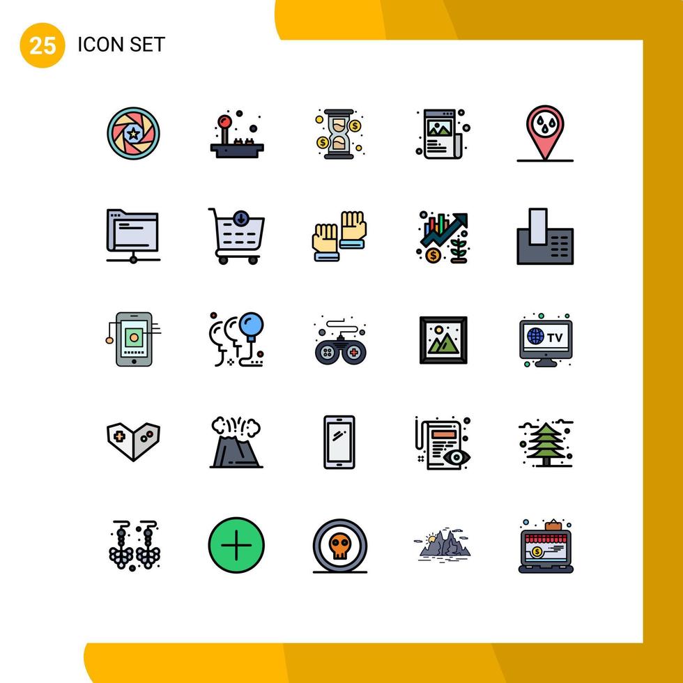 25 Filled line Flat Color concept for Websites Mobile and Apps image designing play creative cash Editable Vector Design Elements