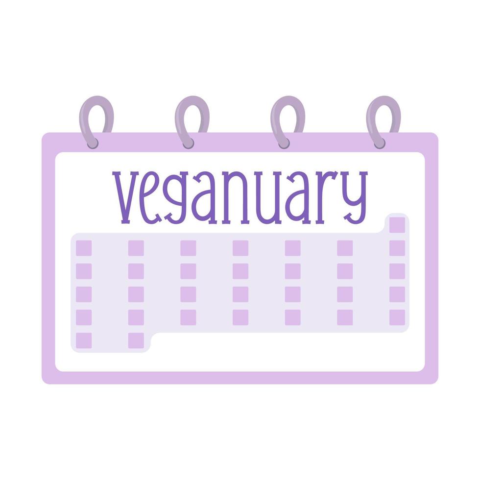 Calendar with Veganuary. A call to become vegan. Challenge in January. Informing the public about vegan food, and diet.Cute flat style. vector