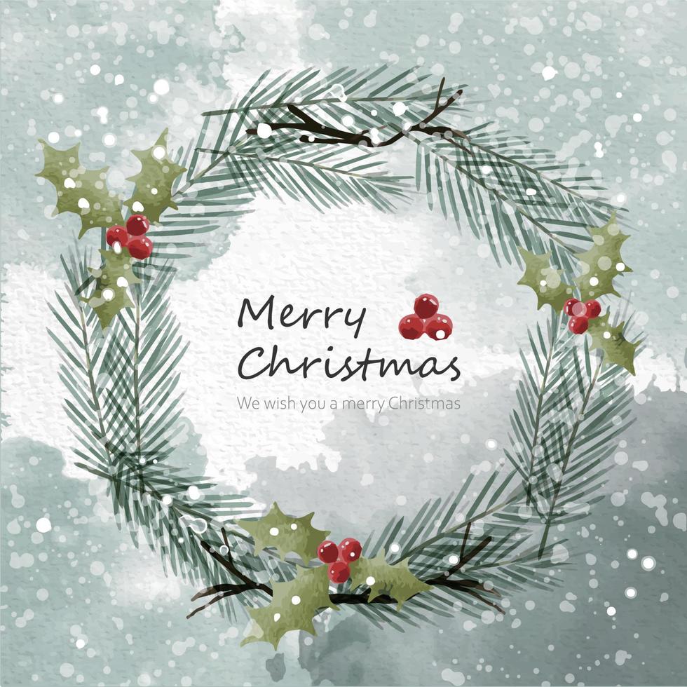 Christmas background with watercolor vector