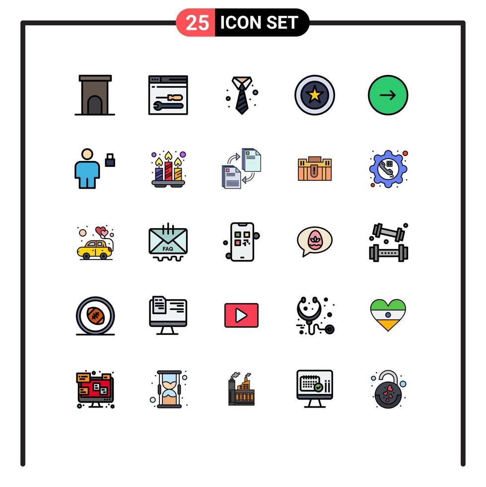 Pictogram Set of 25 Simple Filled line Flat Colors of control favorite web award clothing Editable Vector Design Elements