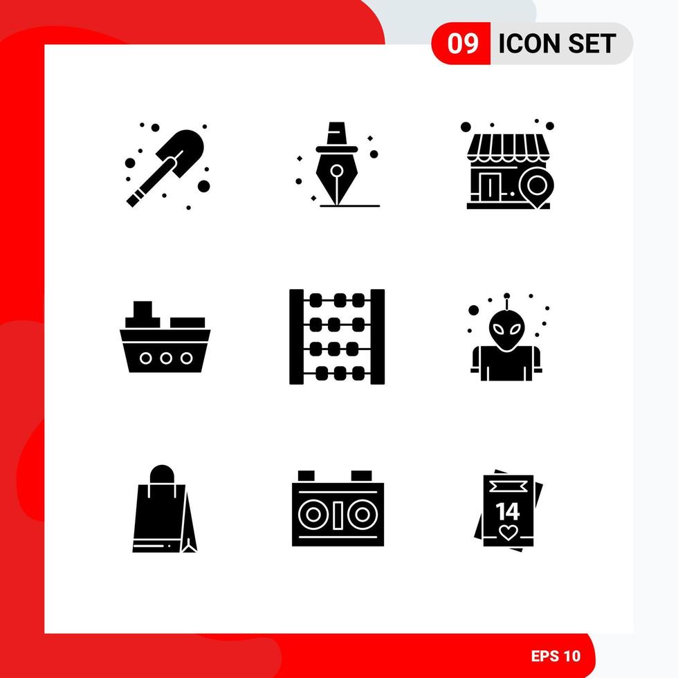 9 Creative Icons Modern Signs and Symbols of planet toy search counter vehicles Editable Vector Design Elements