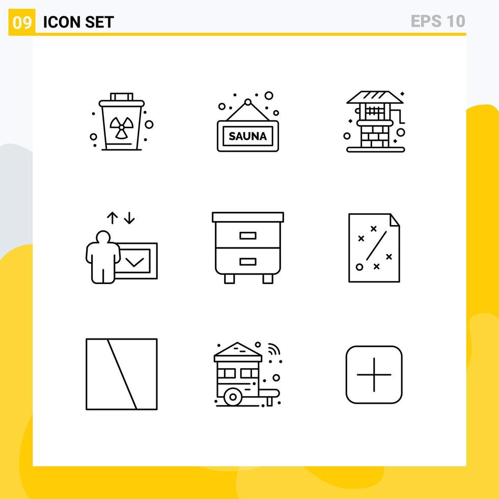 Set of 9 Modern UI Icons Symbols Signs for furniture decor agriculture speech education Editable Vector Design Elements