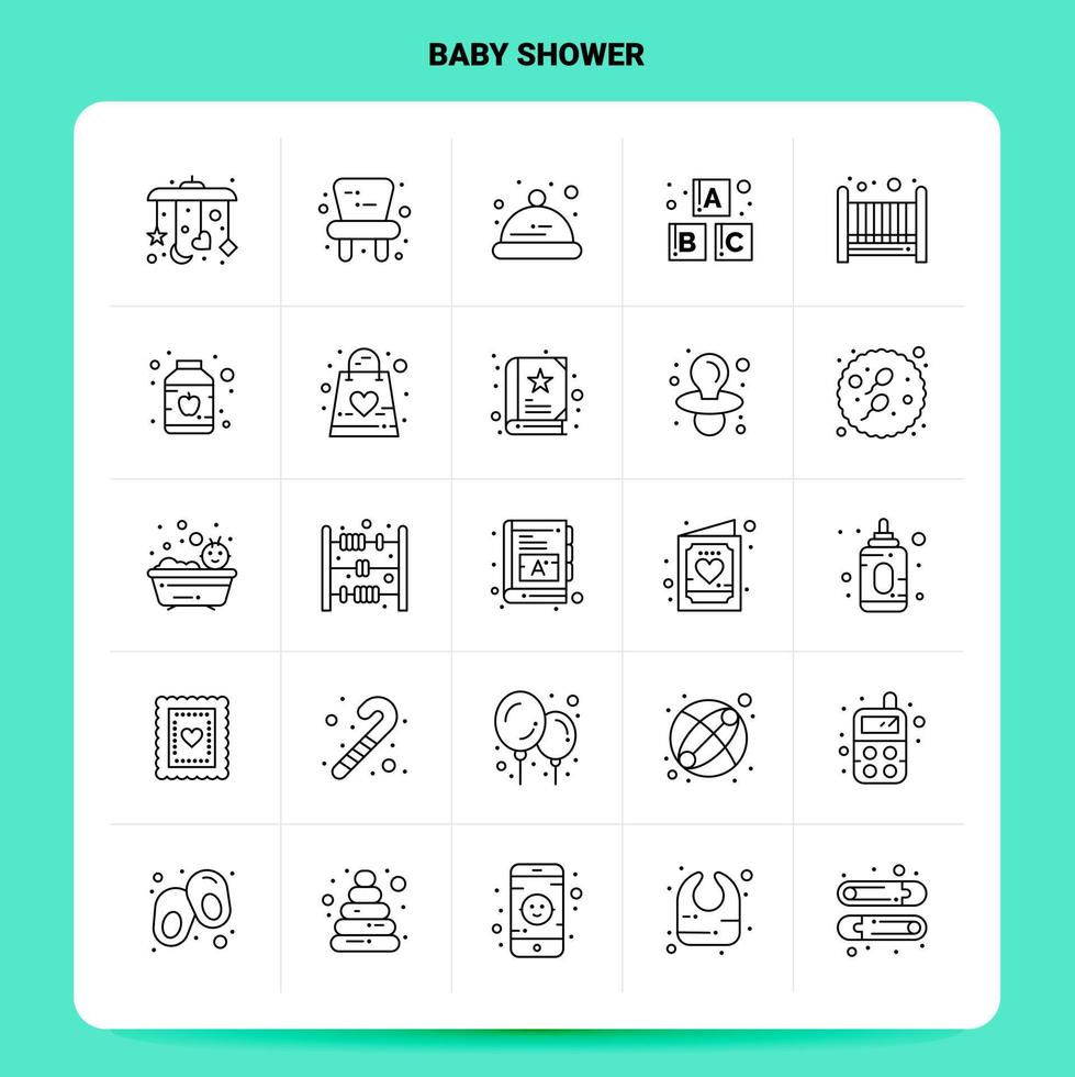 OutLine 25 Baby Shower Icon set Vector Line Style Design Black Icons Set Linear pictogram pack Web and Mobile Business ideas design Vector Illustration