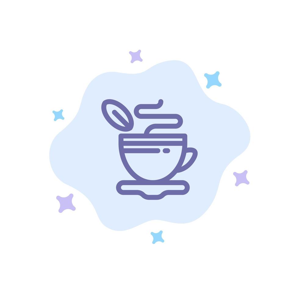 taza de té café caliente icono azul en el fondo de la nube abstracta vector