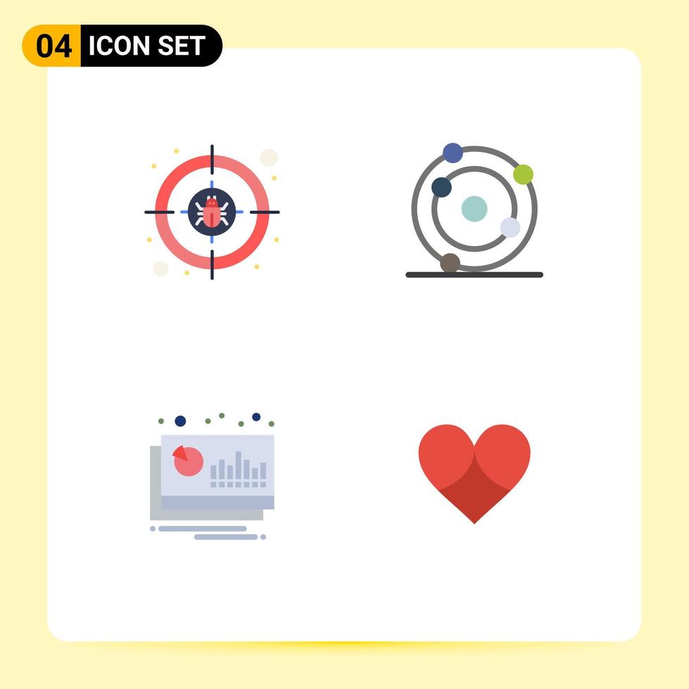 4 Flat Icon concept for Websites Mobile and Apps crime chart target biology financier Editable Vector Design Elements