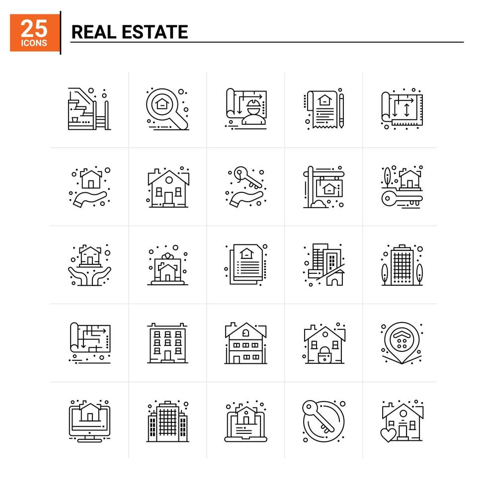 25 Real Estate icon set vector background