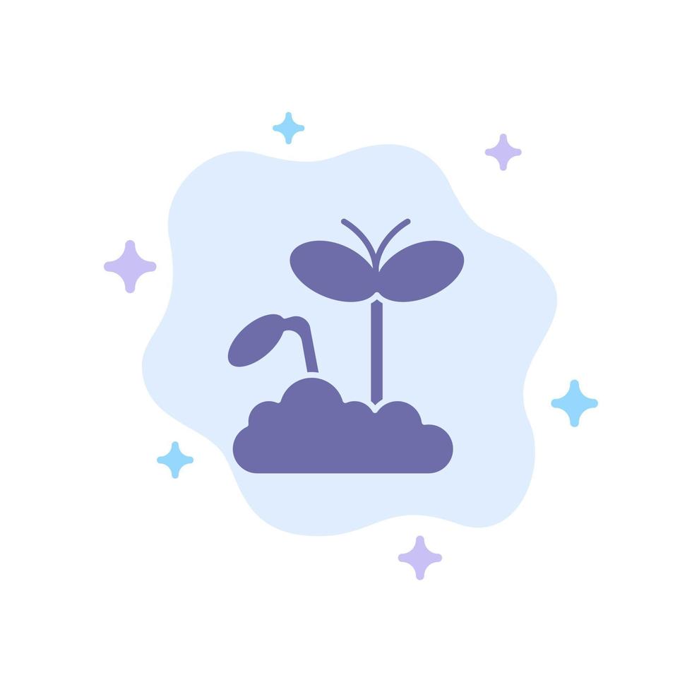 crecimiento aumento madurez planta icono azul sobre fondo de nube abstracta vector