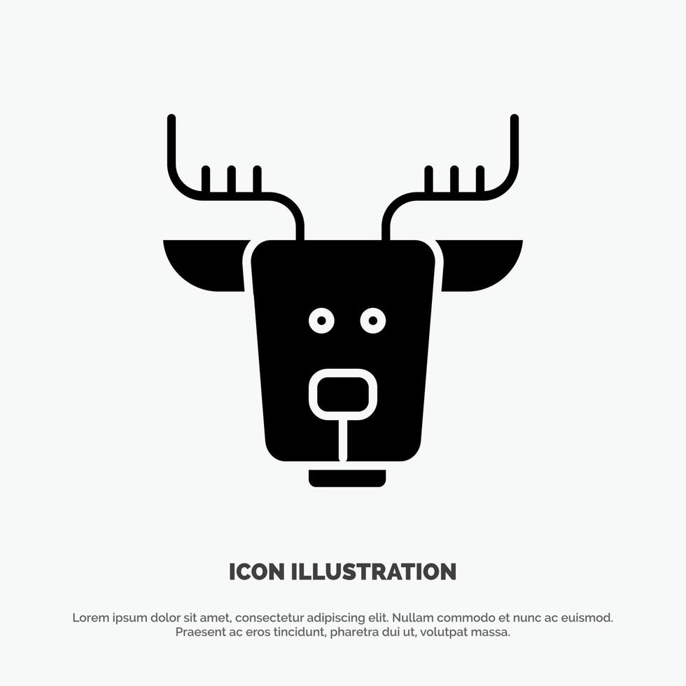 Alpine Arctic Canada Reindeer solid Glyph Icon vector