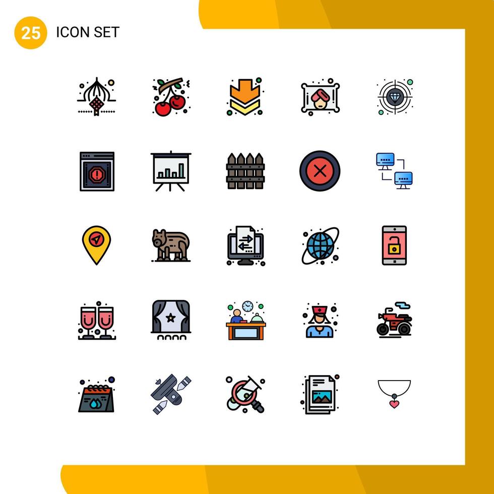 25 Universal Filled line Flat Color Signs Symbols of reward sauna holiday towel full Editable Vector Design Elements