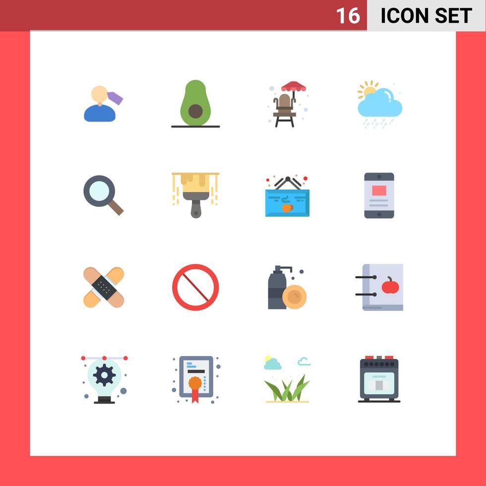 16 iconos creativos signos y símbolos modernos de zoom de pincel búsqueda de agua clima paquete editable de elementos de diseño de vectores creativos