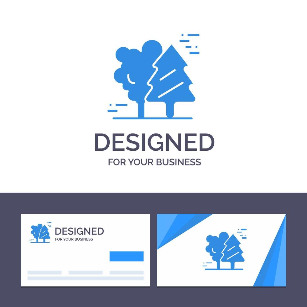 Creative Business Card and Logo template Alpine Arctic Canada Pine Trees Scandinavia Vector Illustration
