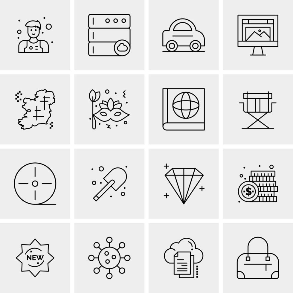 16 iconos de negocios universales vector ilustración de icono creativo para usar en proyectos relacionados con la web y dispositivos móviles