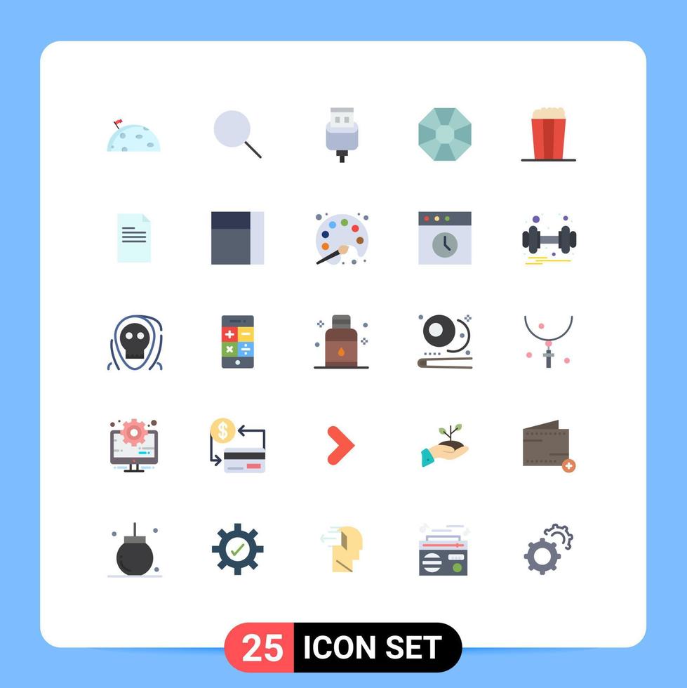 Group of 25 Modern Flat Colors Set for corn present ui jewel usb Editable Vector Design Elements