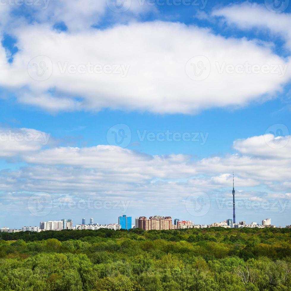 árboles verdes y edificios de la ciudad en el horizonte foto