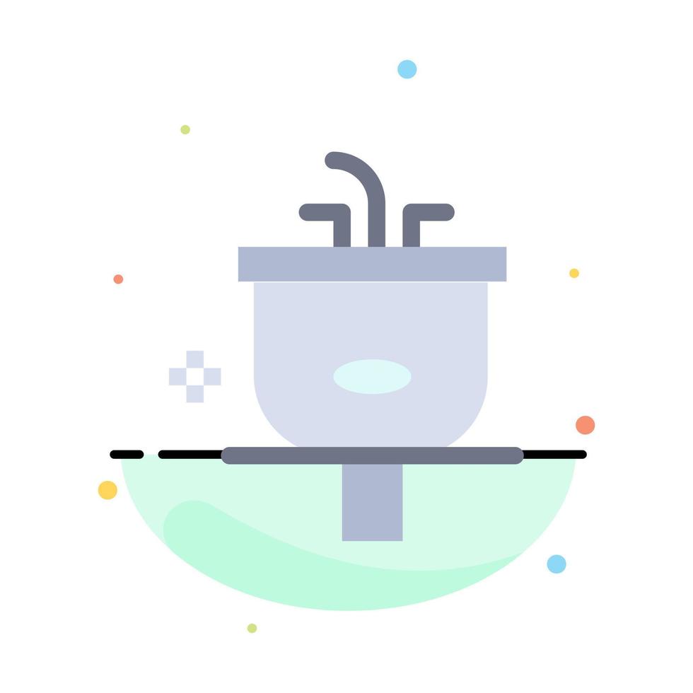 Basin Bathroom Cleaning Shower Wash Abstract Flat Color Icon Template vector