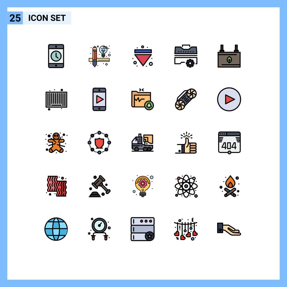 Pictogram Set of 25 Simple Filled line Flat Colors of clean tools arrow toolbox construction Editable Vector Design Elements