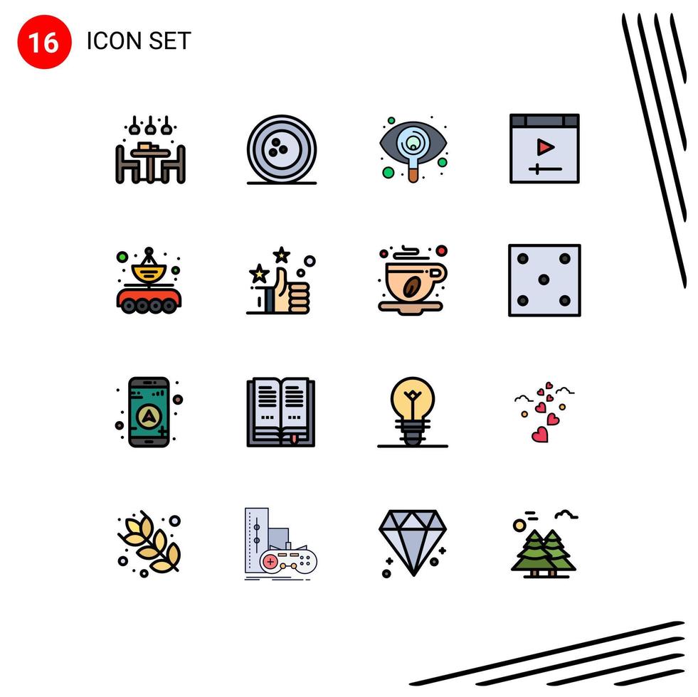 16 Universal Flat Color Filled Line Signs Symbols of antenna page sports computer view Editable Creative Vector Design Elements