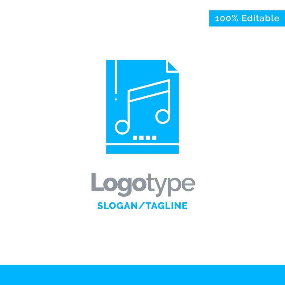 archivo de computadora de audio mp3 muestra plantilla de logotipo azul sólido lugar para el eslogan vector