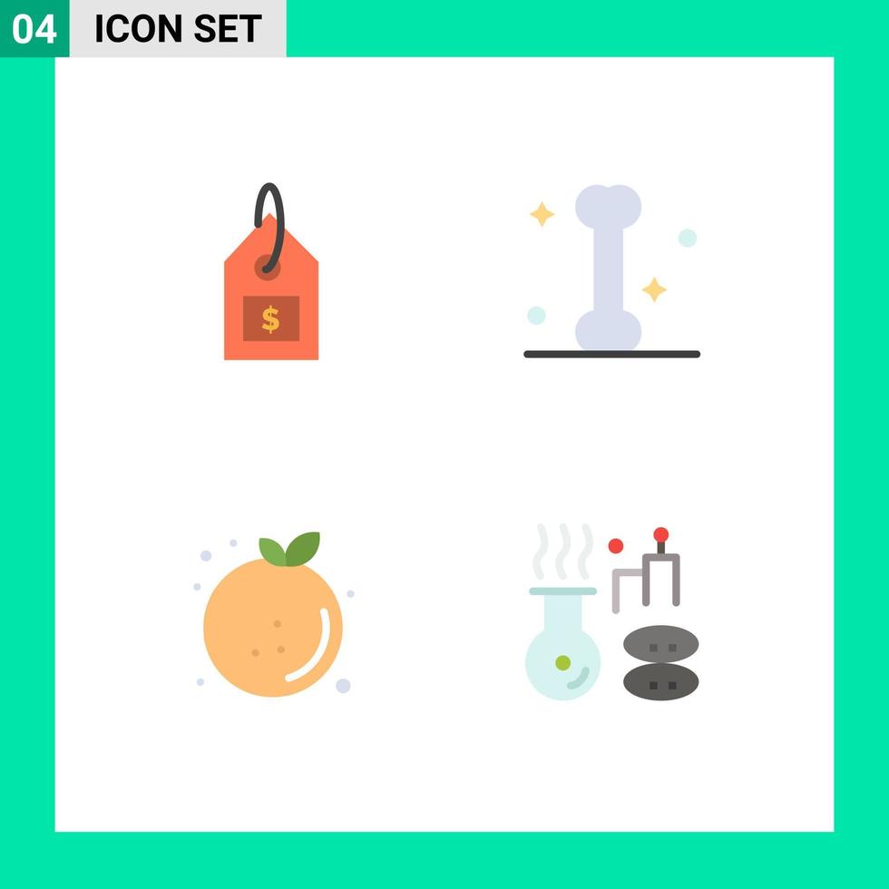 Group of 4 Modern Flat Icons Set for tag food interface medicine orange Editable Vector Design Elements