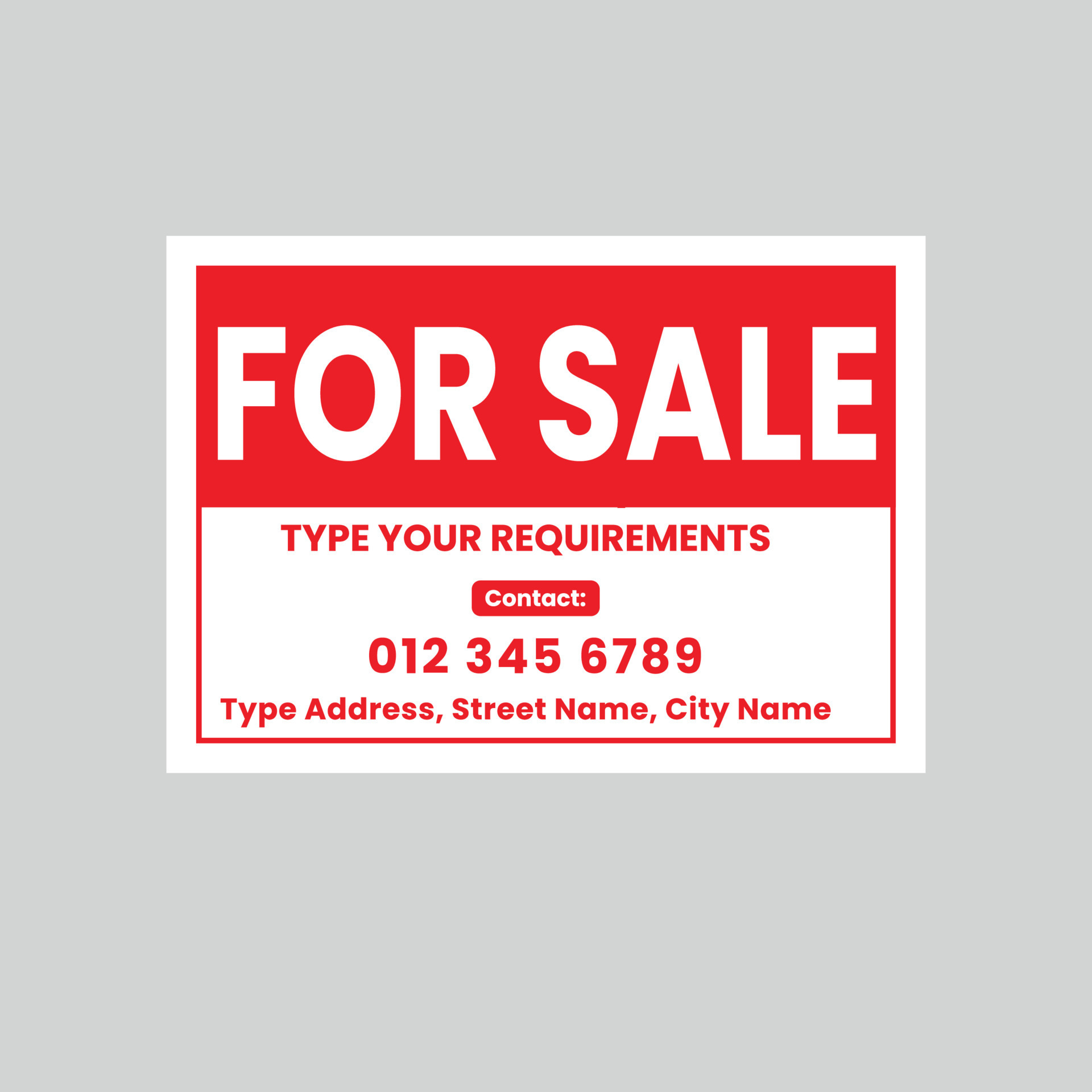 To let, for sale, rent advertisement for land owner, house owner