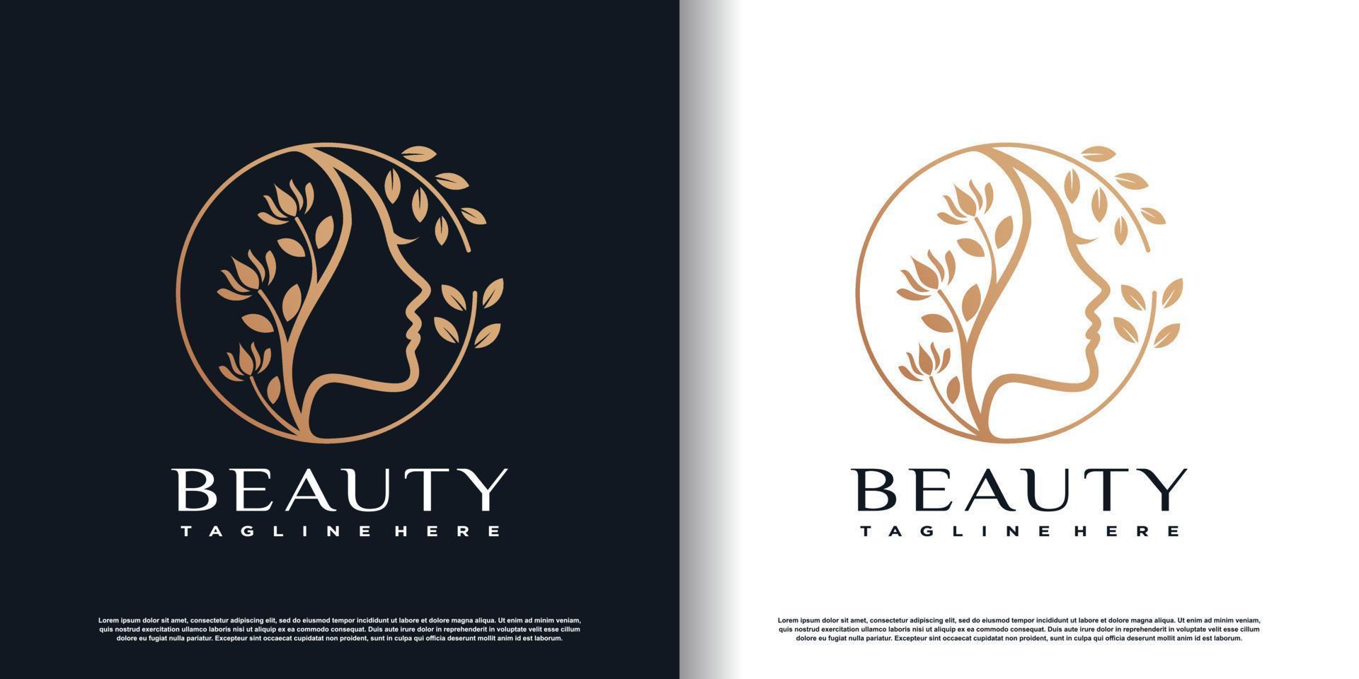 beauty women logo design with creative concept premium vector