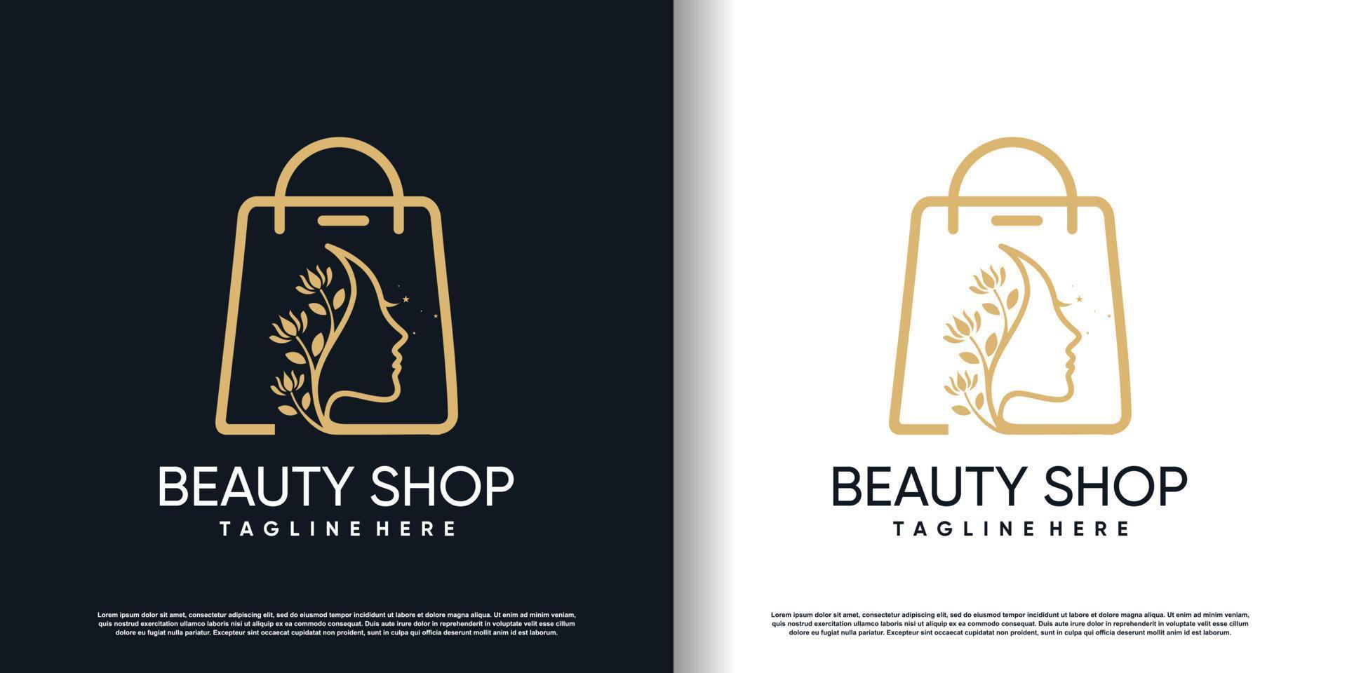 diseño de logotipo de salón de belleza con vector premium de concepto creativo