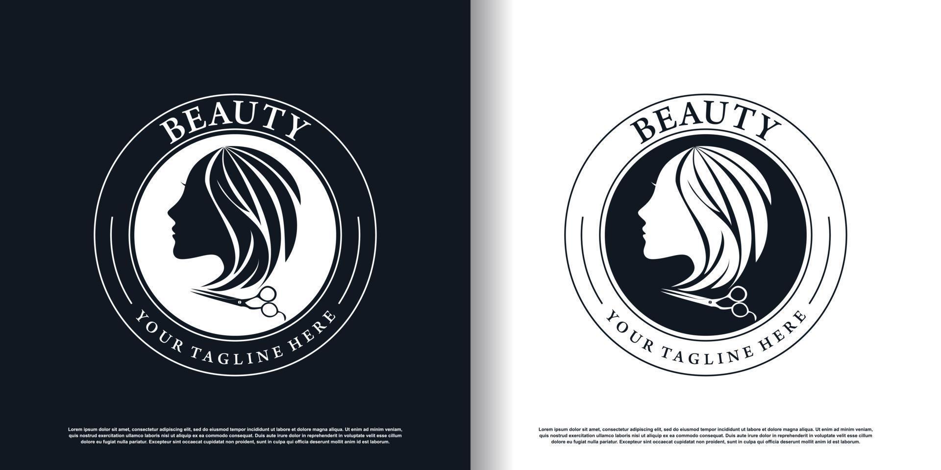 hair cut logo design for fashion with creative concept premium vector