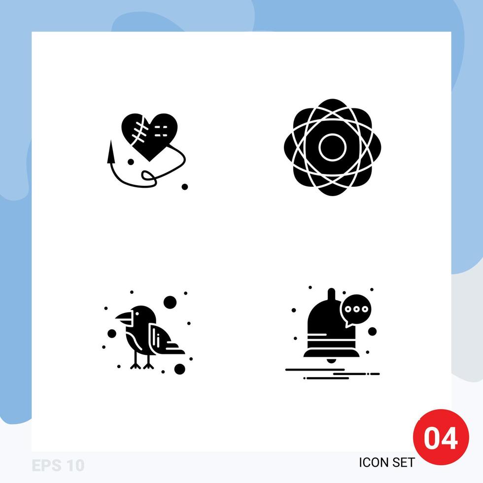 4 Creative Icons Modern Signs and Symbols of sewing heart parrot atom orbit wild Editable Vector Design Elements