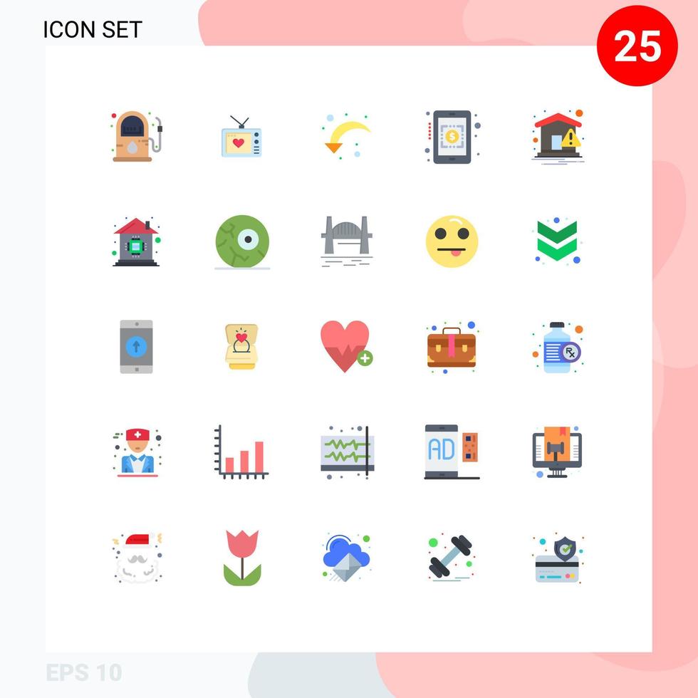 Set of 25 Modern UI Icons Symbols Signs for notification home refresh currency symbol banking Editable Vector Design Elements