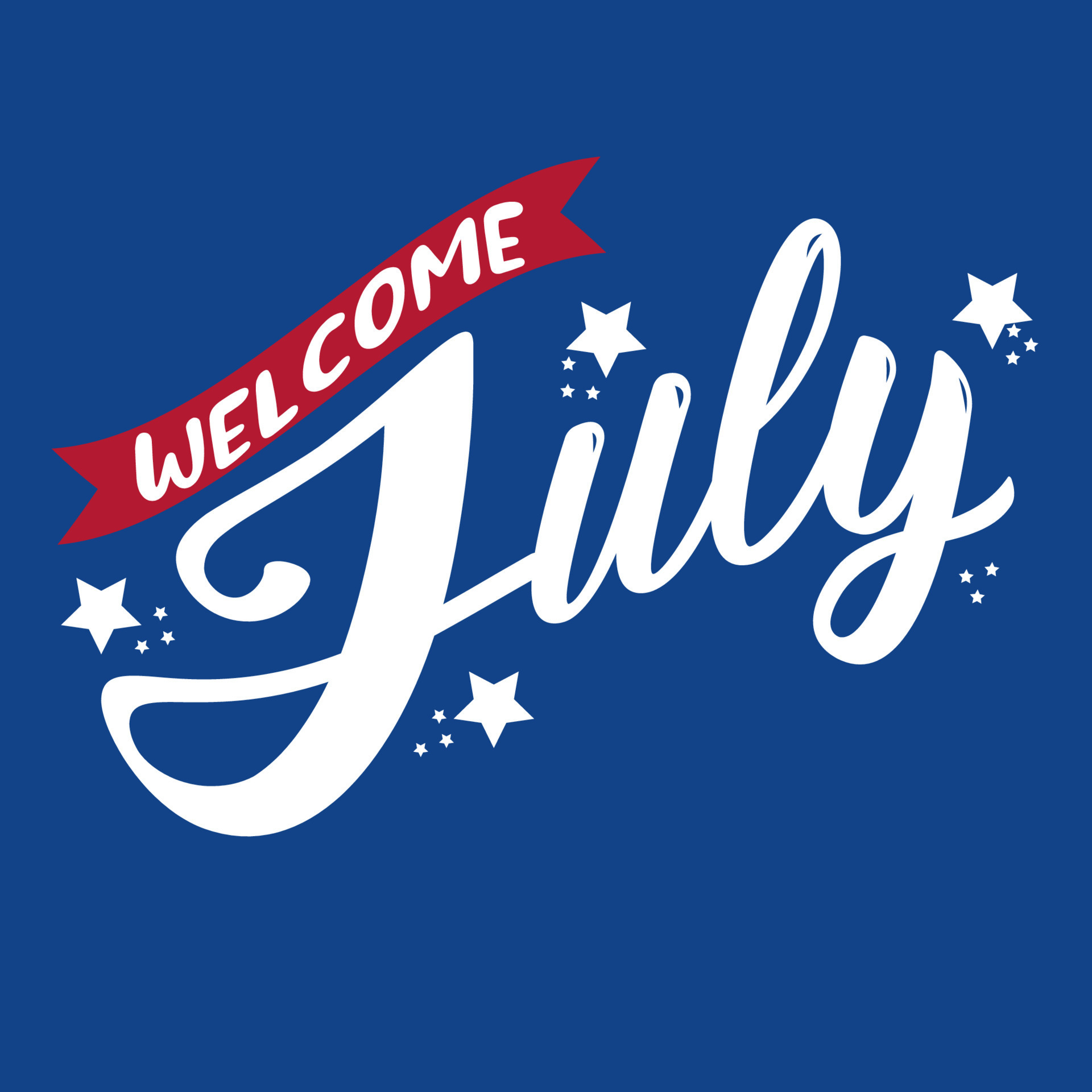 Hello July. Vector illustration, greeting card for beginning of summer