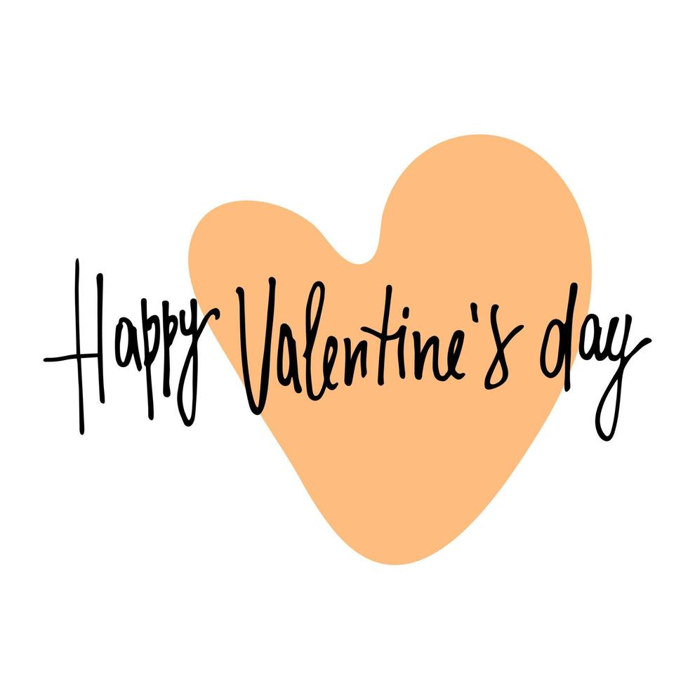 Happy Valentines Day greeting lettering with rainbow-colored heart in the back vector