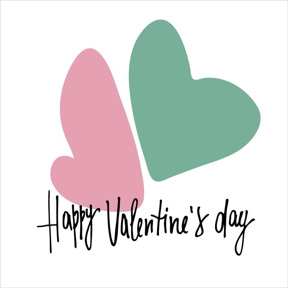 Happy Valentines Day greeting lettering with rainbow-colored heart in the back vector