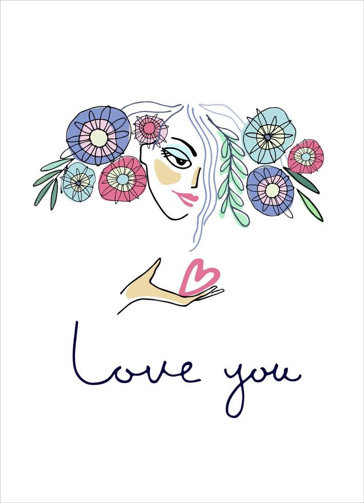 Happy Valentines Day greeting lettering with rainbow-colored heart in the back vector