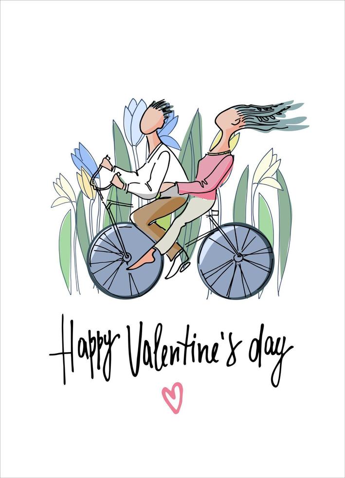 Happy Valentines Day greeting lettering with rainbow-colored heart in the back vector