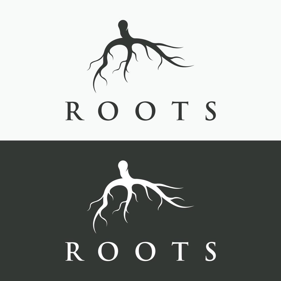 Single and fibrous tree root natural abstract logo creative template design. vector