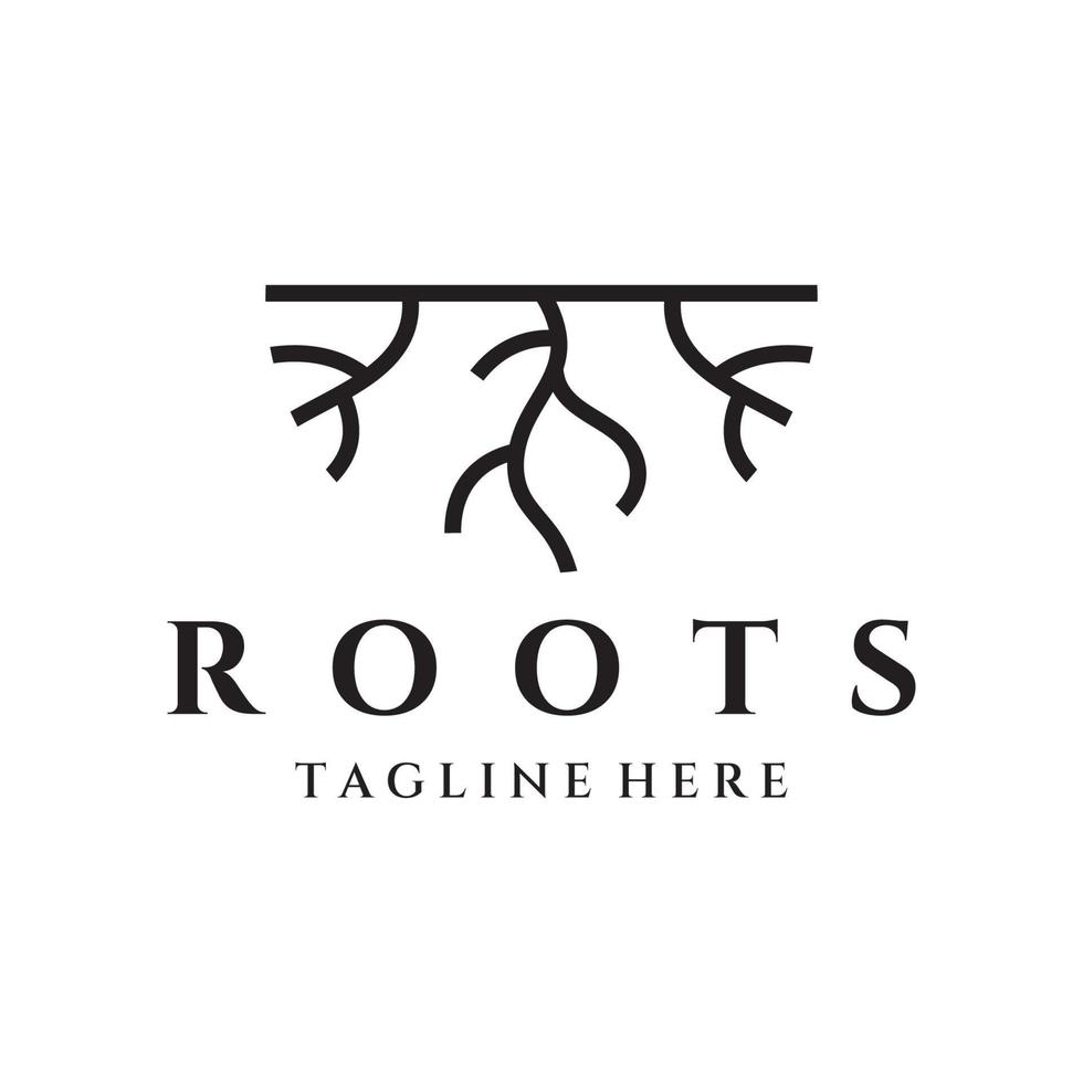 Single and fibrous tree root natural abstract logo creative template design. vector