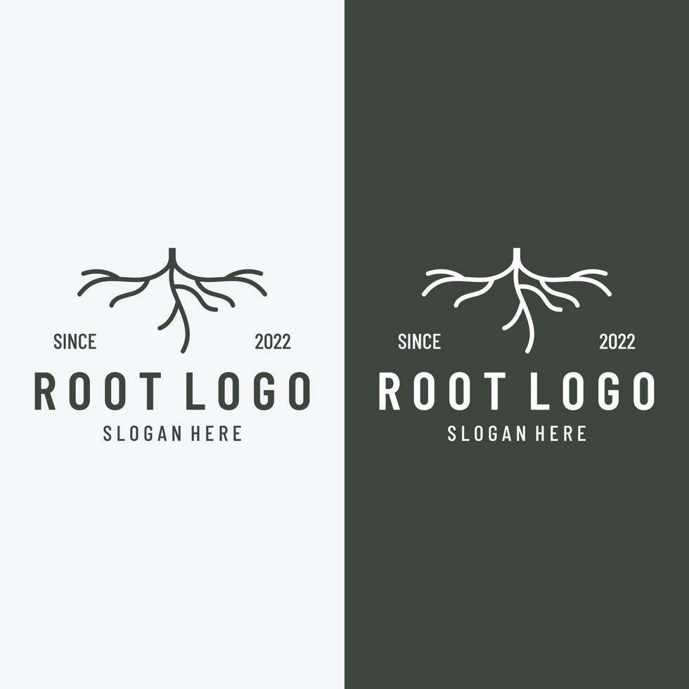 Single and fibrous tree root natural abstract logo creative template design. vector