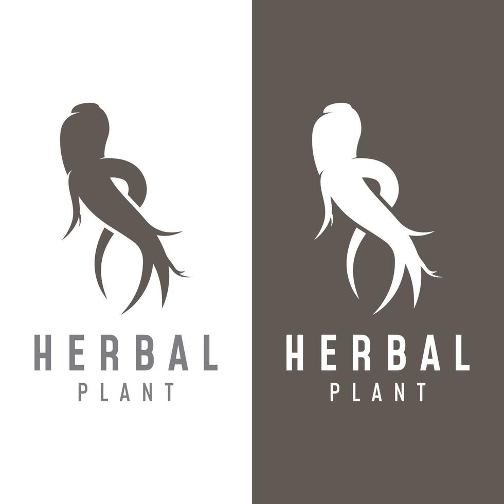 Logo design of natural ginseng herb plant and leaves.Logo for business, herbal,floral. vector