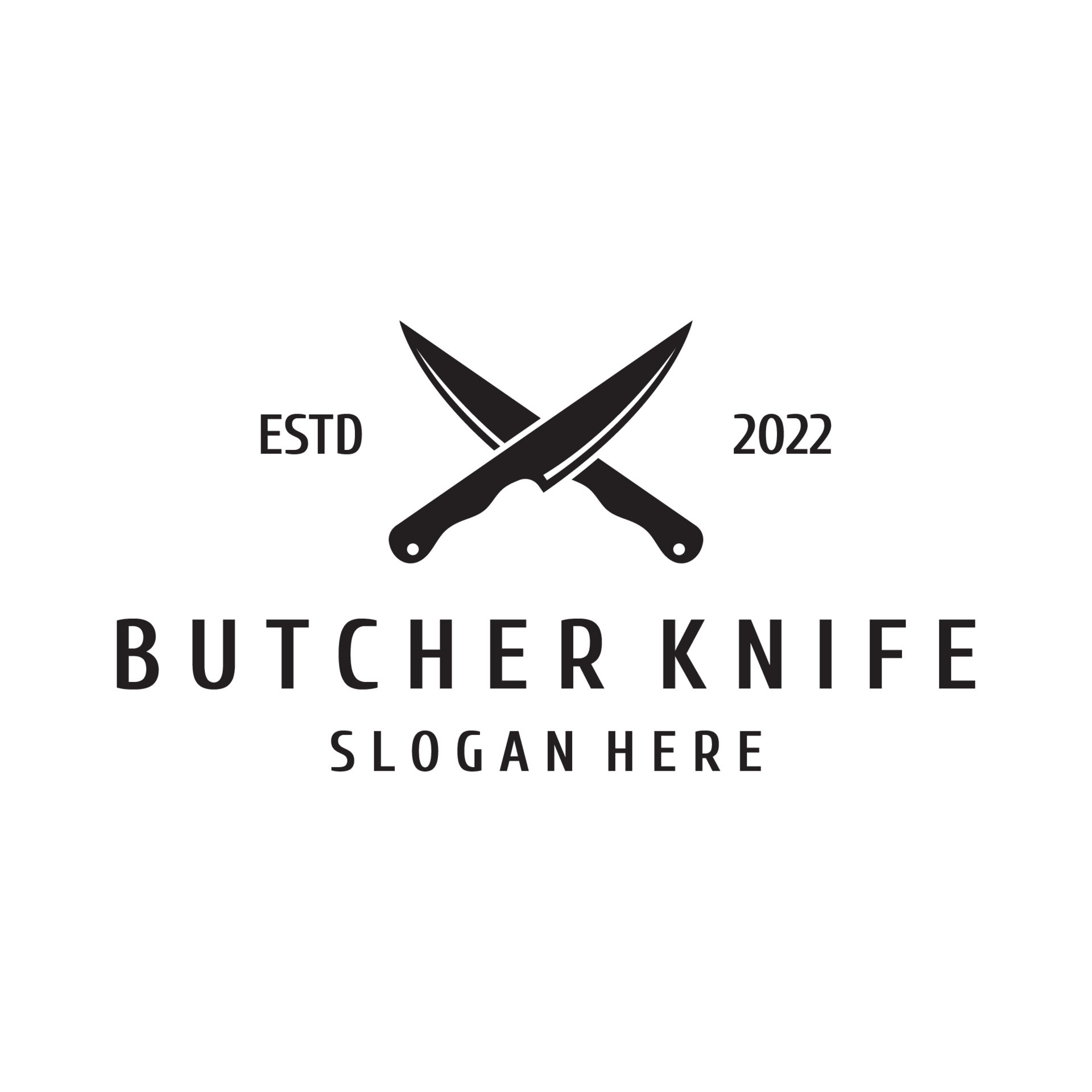 Chef knife logo template design, vintage butcher knife.Logo for business, badge,restaurant