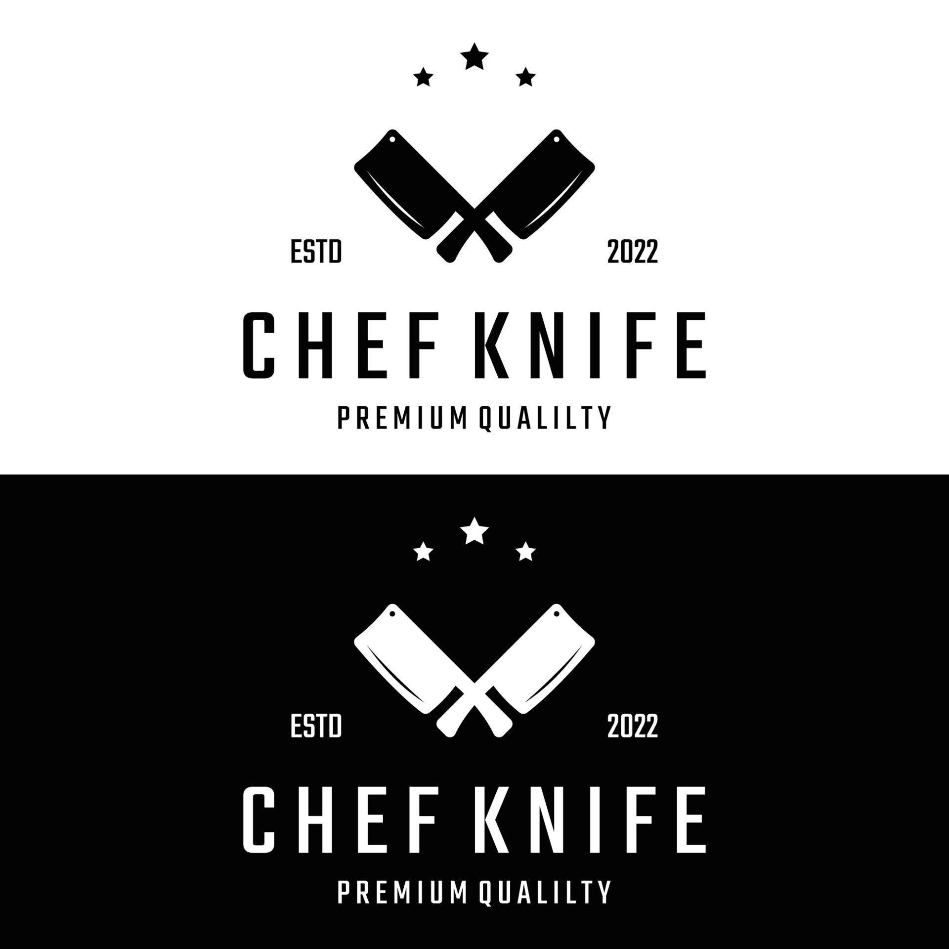 Chef knife logo template design, vintage butcher knife.Logo for
