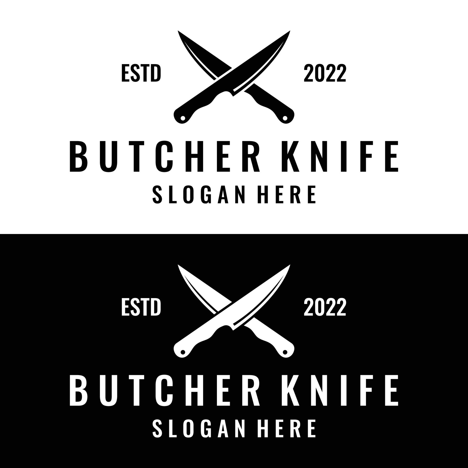 Chef knife logo template design, vintage butcher knife.Logo for