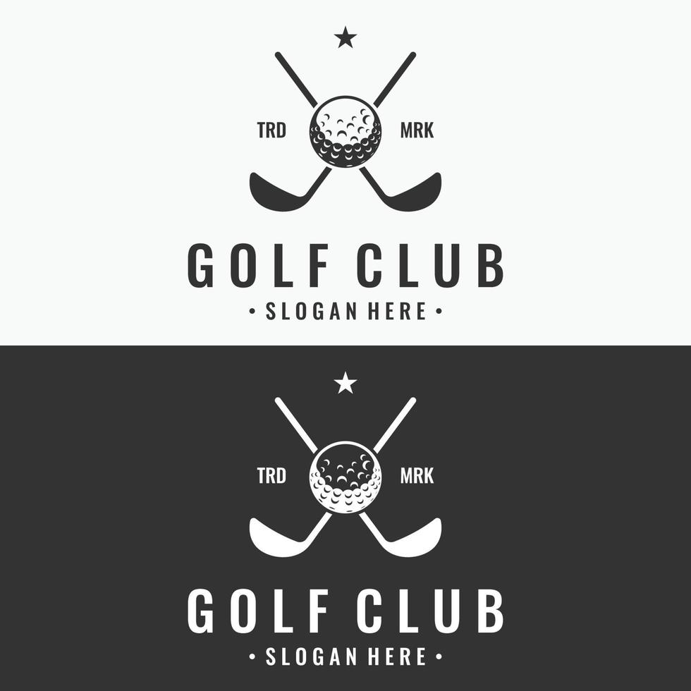 diseño de logotipo de pelota de golf y club de golf. logo para equipo de golf profesional, club de golf, torneo, negocio, evento. vector