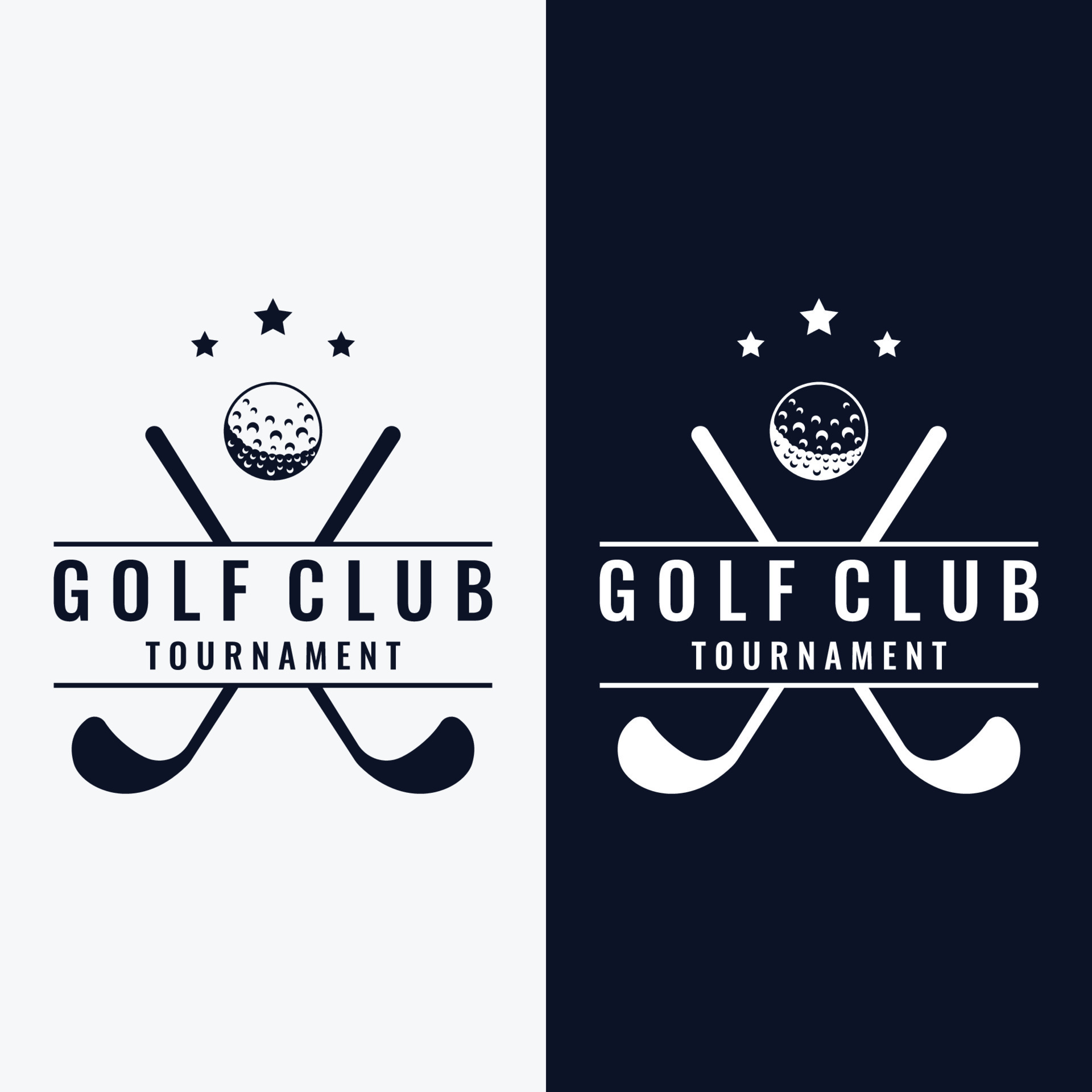 Golf ball and golf club logo design. Logo for professional golf team 