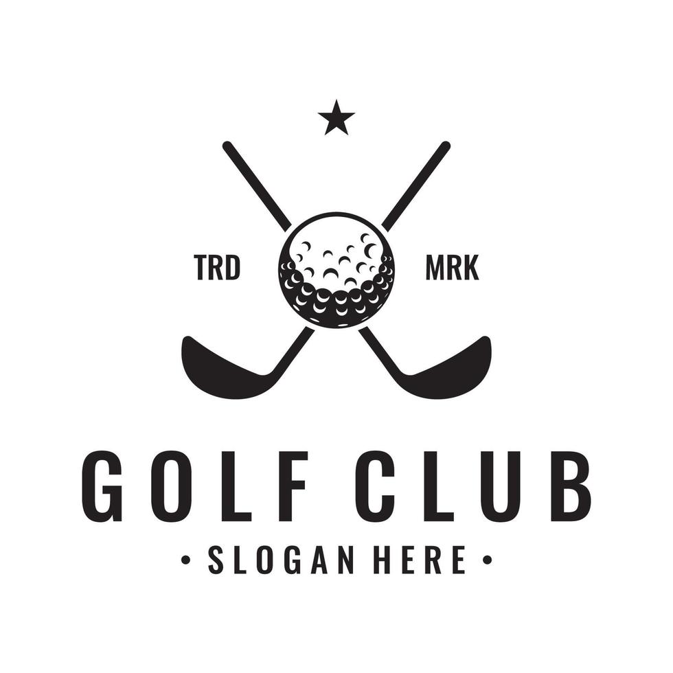 Golf ball and golf club logo design. Logo for professional golf team, golf club, tournament, business, event. vector