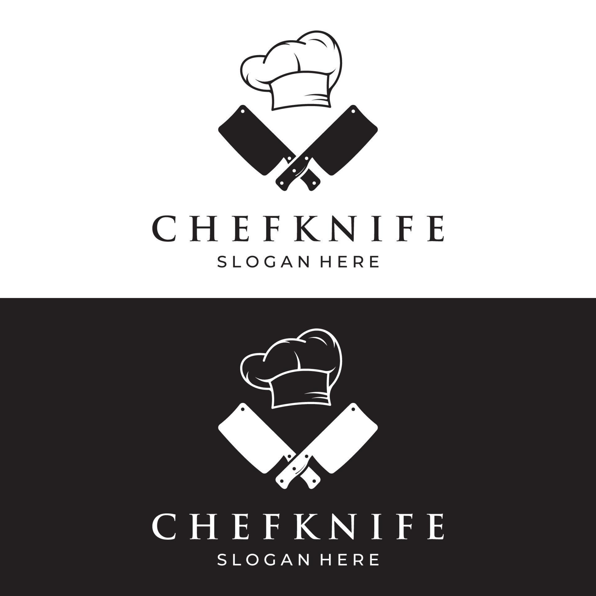 Chef knife logo template design, vintage butcher knife.Logo for business, badge,restaurant