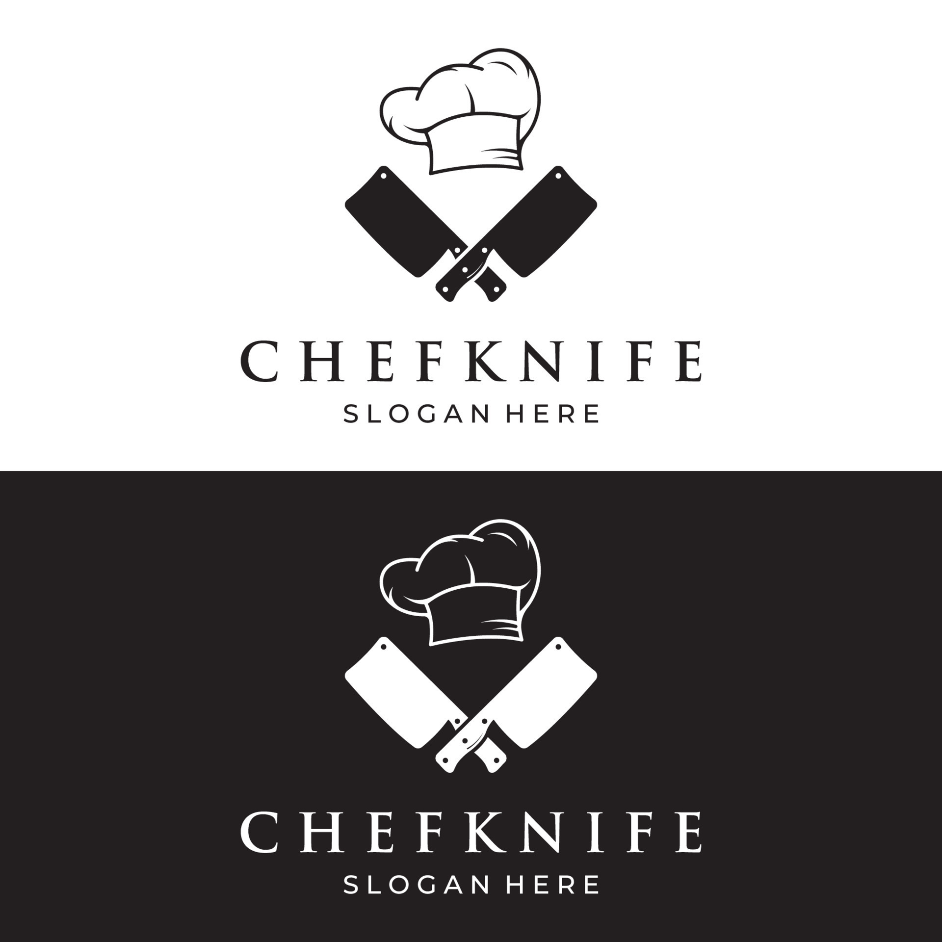 Chef knife logo template design, vintage butcher knife.Logo for business, badge,restaurant