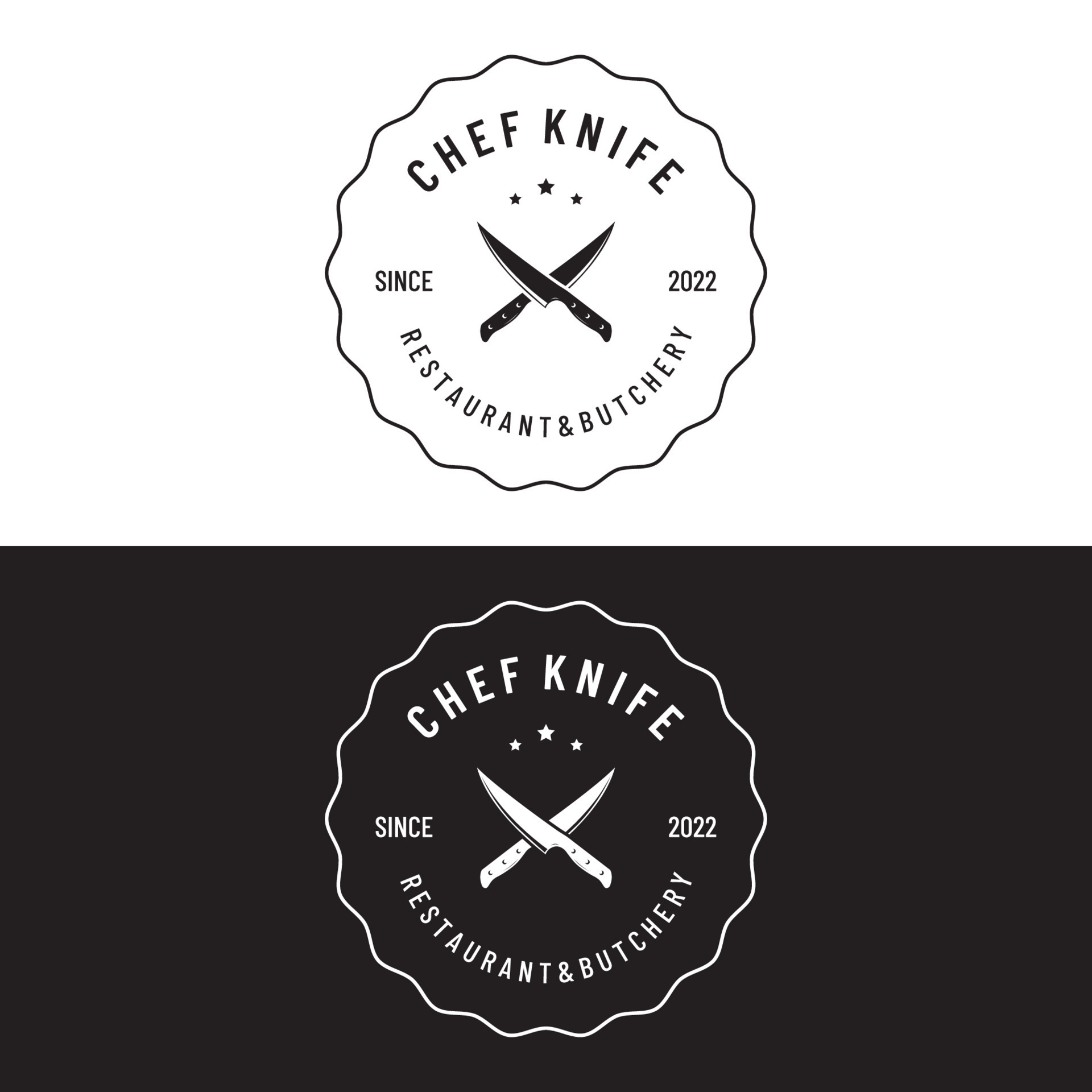 Chef knife logo template design, vintage butcher knife.Logo for business, badge,restaurant
